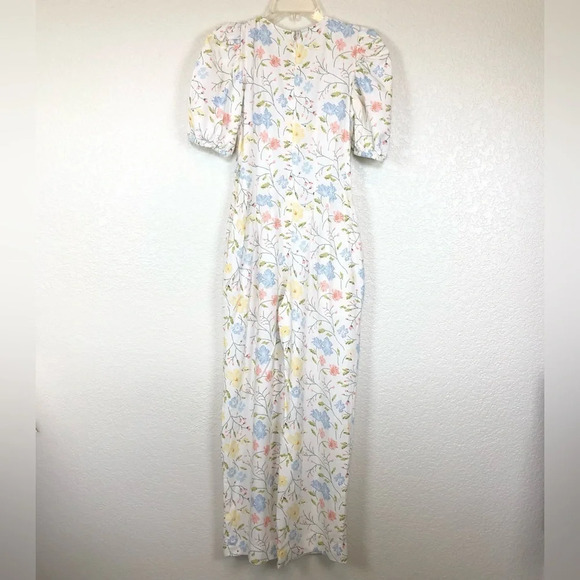 AND Puff-Sleeve Floral Straight Leg Jumpsuit Short Sleeve size 8 - Picture 9 of 15